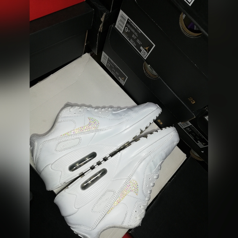 NIKE AIR MAX 90S "SWAROVSKI CRYSTALS CUSTOMIZED WOMEN'S US SIZE 8.5 GREAT COND - Picture 3 of 12
